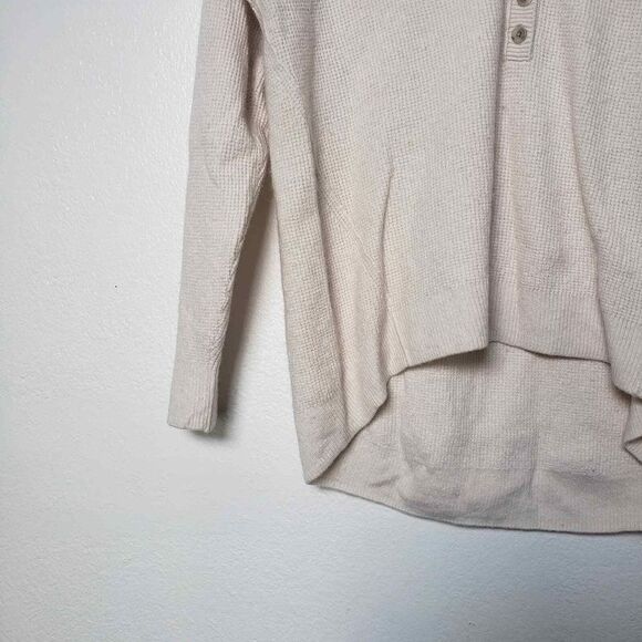 Madewell Asherton Waffle Henley Wool Blend Oversized Sweater Antique Cream XS - Picture 6 of 10